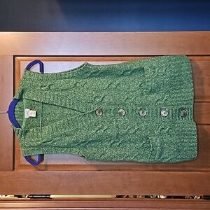 L.L. Bean Green Cable Knit Sweater Vest